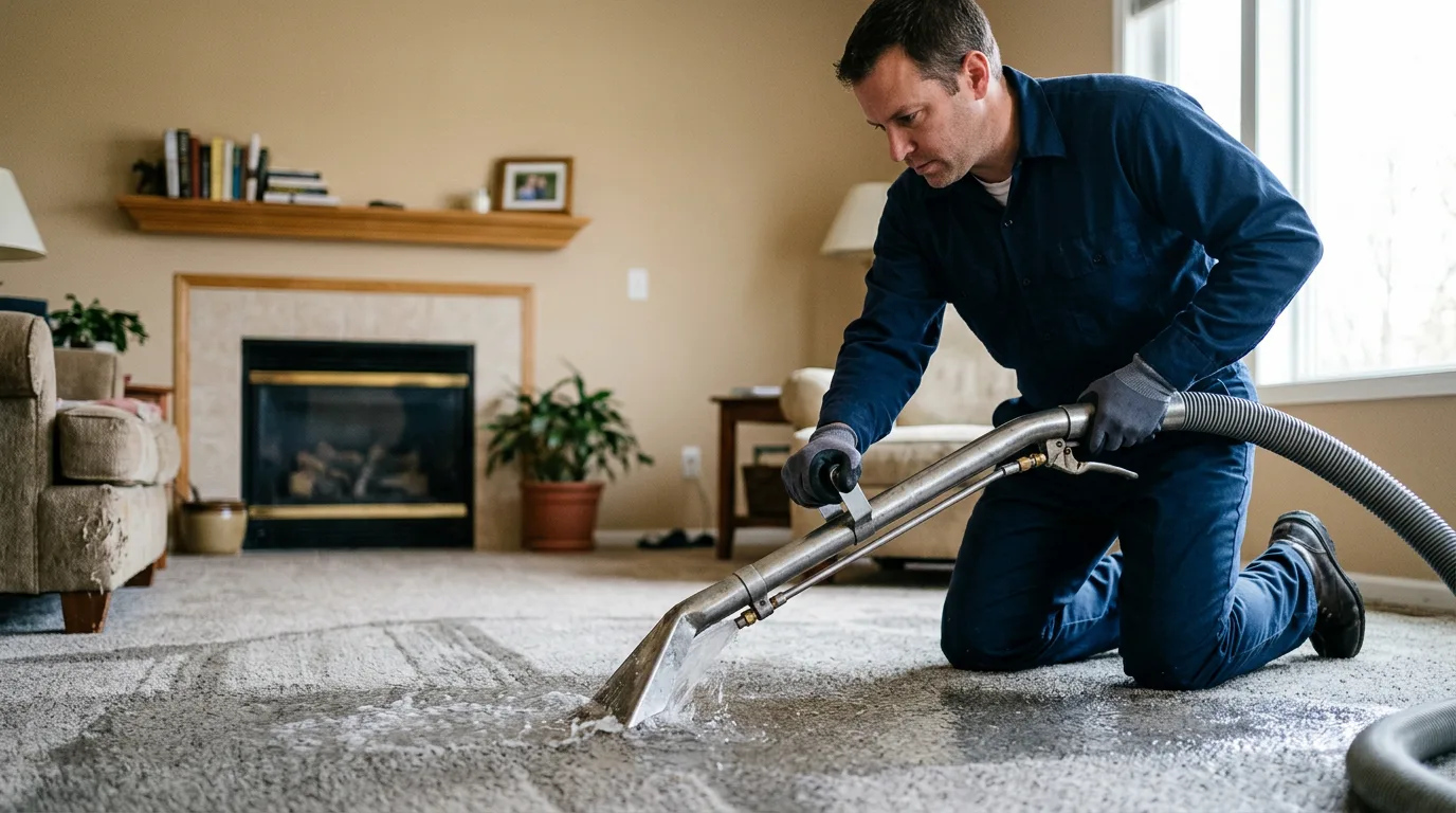 Water damage restoration technician working near Nortonville, KY